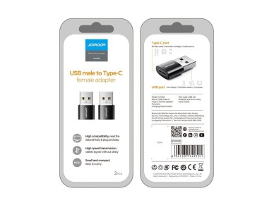 Joyroom adapter from USB Type C (female) to USB (male) 2 pcs. black (S-H152 Black)