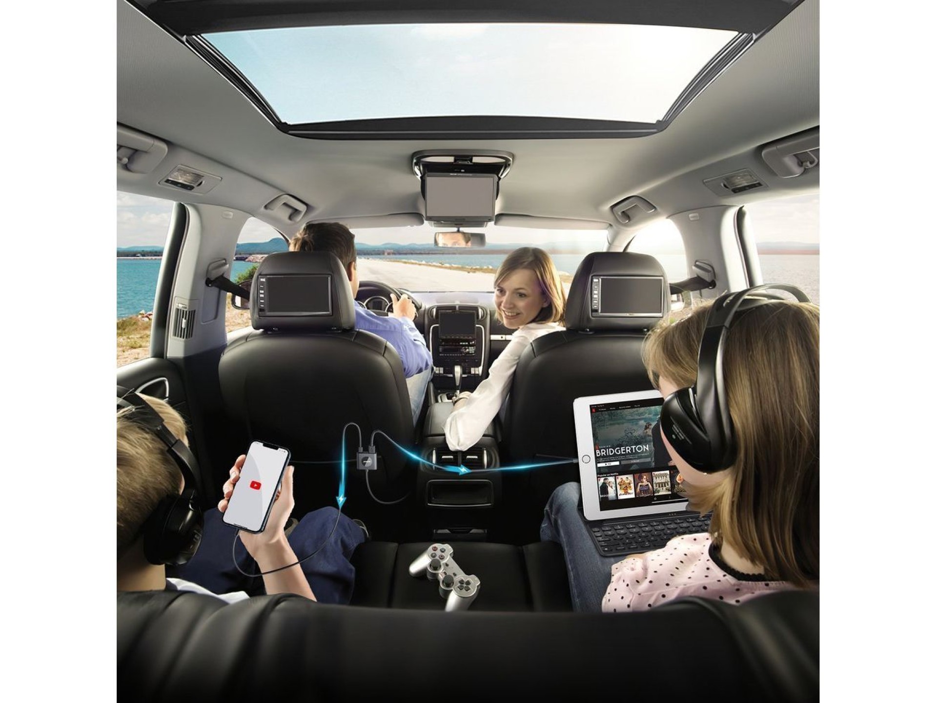 Cargador de coche Joyroom 2xPD + 2xQC3.0 72W 1,5m negro (JR-CL05)