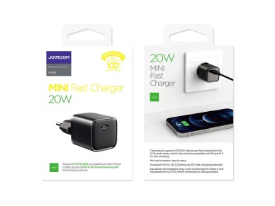 Joyroom fast wall charger USB Type C 20W Power Delivery Quick Charge 3.0 AFC black (L-P202) Joyroom fast wall charger USB Type C 20W Power Delivery Quick Charge 3.0 AFC black (L-P202)