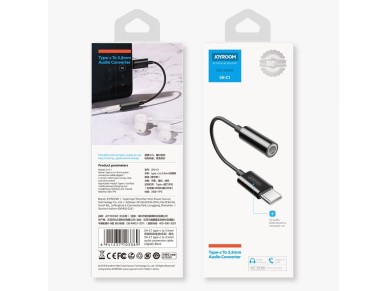 Joyroom SH-C1 headphone mini jack 3.5 mm (female) / USB-C (male) adapter - white Joyroom SH-C1 headphone mini jack 3.5 mm (female) / USB-C (male) adapter - white