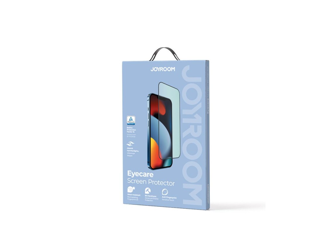 Joyroom Knight Green Glass para iPhone 14 Plus com filtro anti-luz azul para tela inteira (JR-G03)