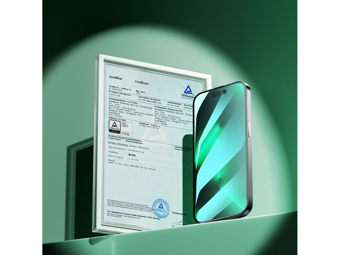 Joyroom Knight Green Glass para iPhone 14 Plus com filtro anti-luz azul para tela inteira (JR-G03)