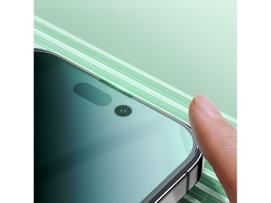 Protector de pantalla Joyroom Knight de cristal verde para iPhone 14 Plus con filtro antiluz azul de Protector de pantalla Joyroom Knight de cristal verde para iPhone 14 Plus con filtro antiluz azul de