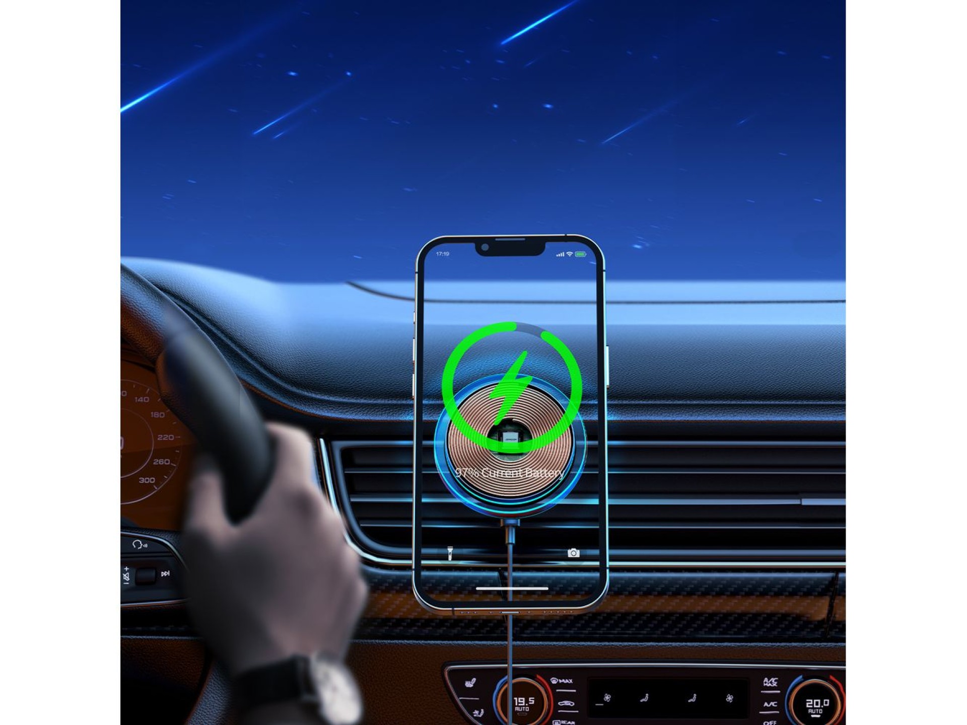 Suporte para celular veicular Joyroom com carregador indutivo Qi de 15W (compatível com MagSafe) par