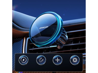 Joyroom car phone holder with 15W Qi inductive charger (MagSafe compatible) for air vent, silver (JR