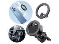 Suporte magnético multifuncional para carro Joyroom com anel para celular, preto (JR-ZS294) Suporte magnético multifuncional para carro Joyroom com anel para celular, preto (JR-ZS294)