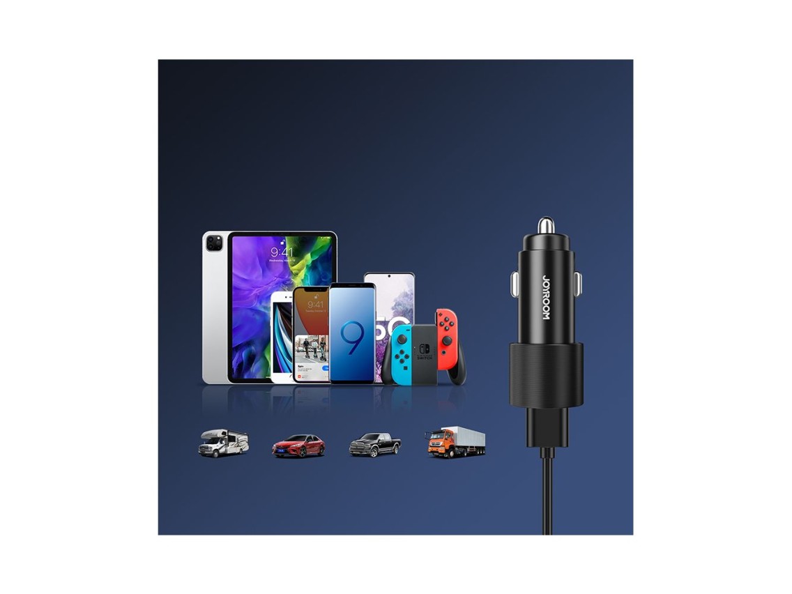 Joyroom car charger 2 x USB with backlight 24W black (JR-CL10)