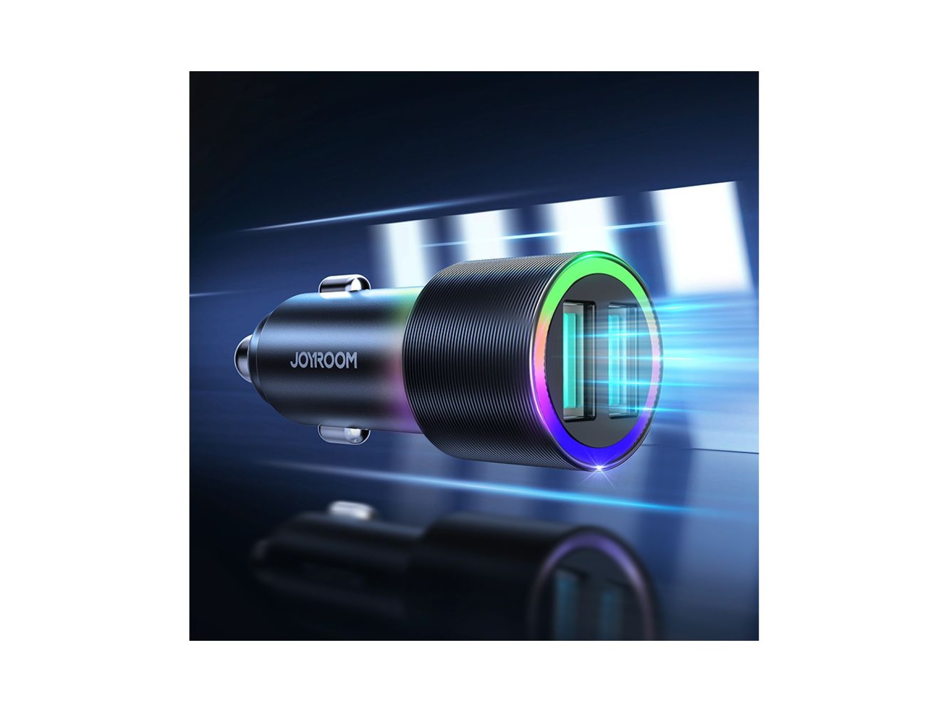 Joyroom car charger 2 x USB with backlight 24W black (JR-CL10)