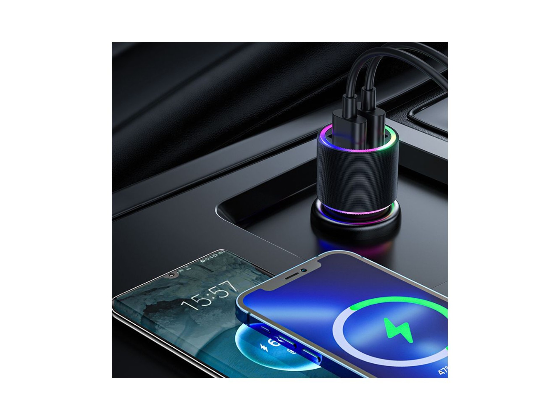Joyroom car charger 2 x USB with backlight 24W black (JR-CL10)