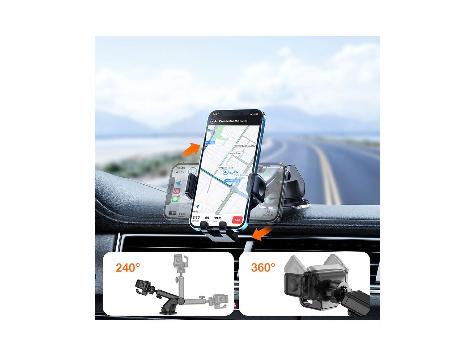 Suporte para smartphone Joyroom para painel de carro, preto (JR-ZS283)