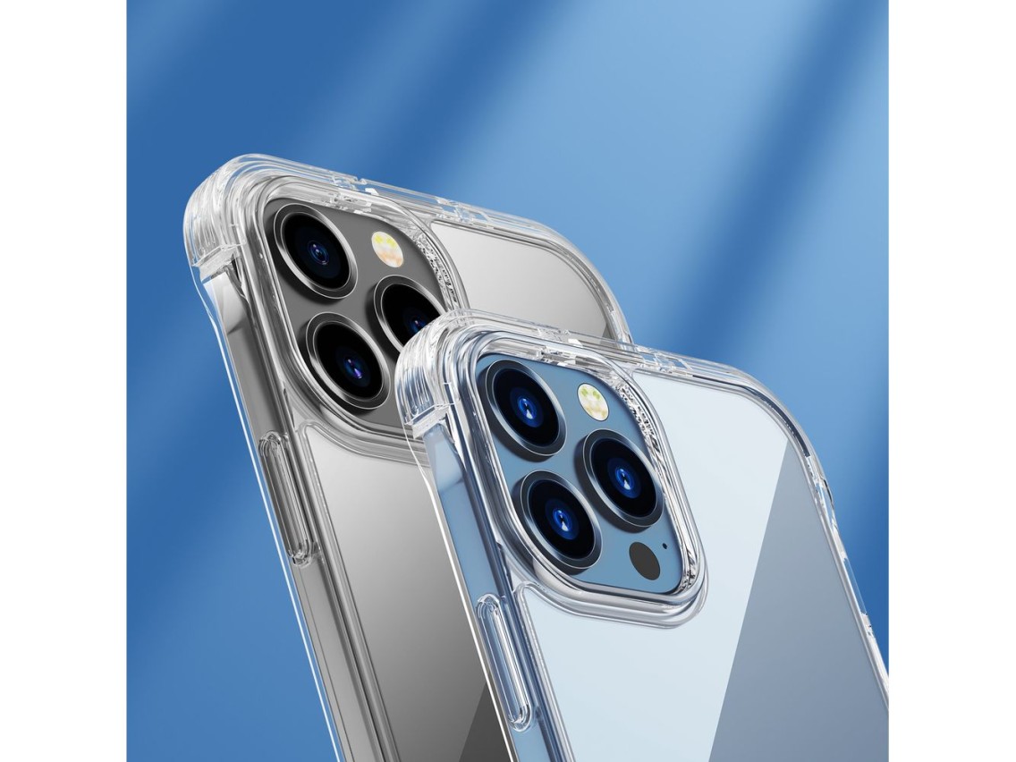 Funda Joyroom Defender Series para iPhone 13 Pro, carcasa resistente con ganchos y soporte, transpar