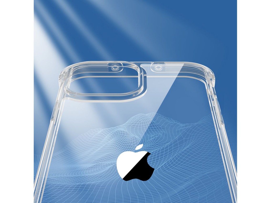 Capa Joyroom Defender Series para iPhone 13, estrutura robusta com ganchos e suporte, transparente (