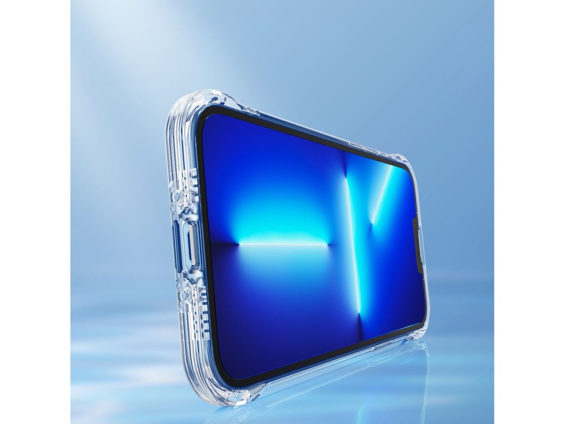 Capa Joyroom Defender Series para iPhone 13, estrutura robusta com ganchos e suporte, transparente (