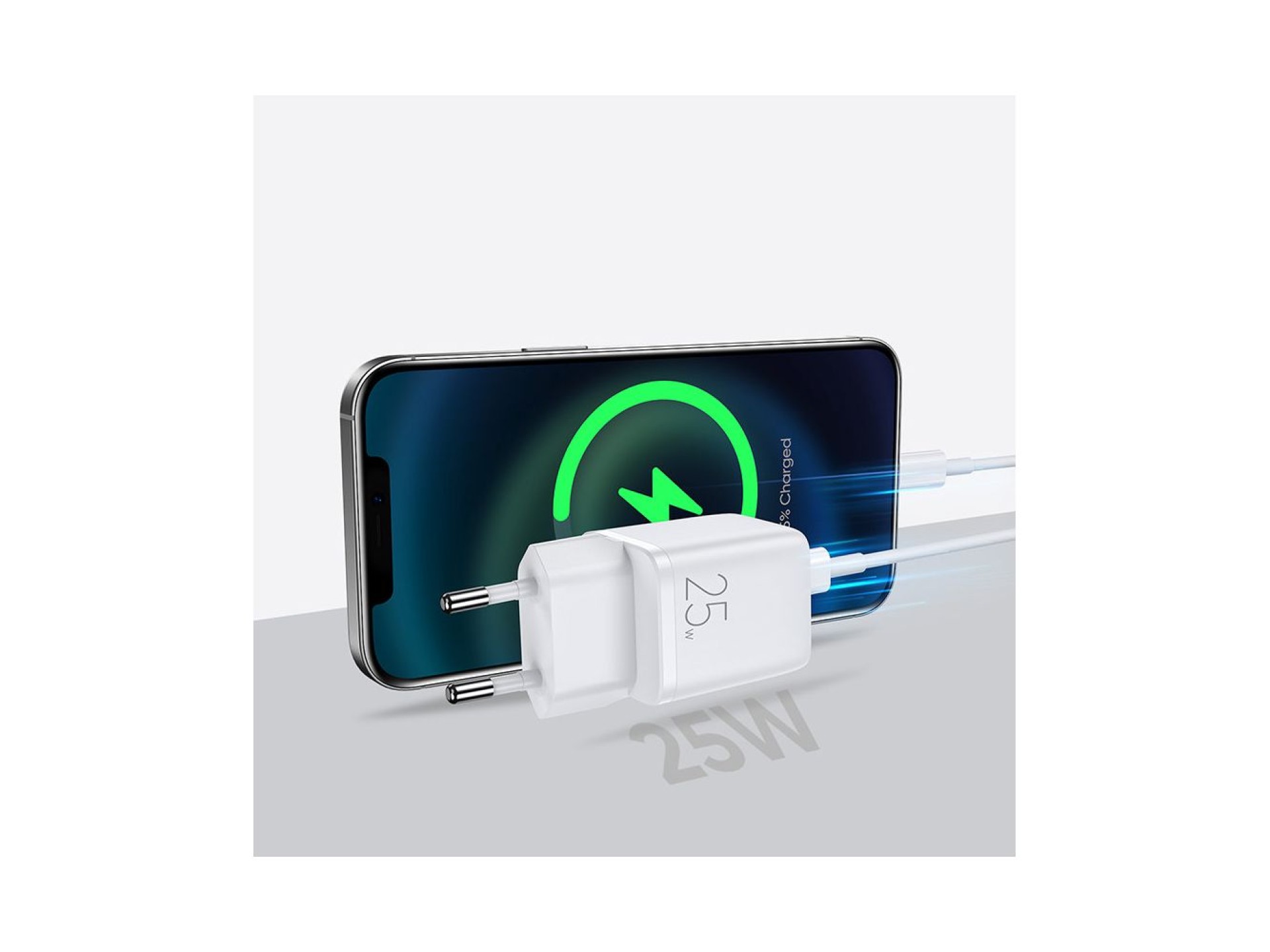 Cargador de pared rápido Joyroom USB Tipo C 25W 3A Enchufe europeo blanco (L-P251)