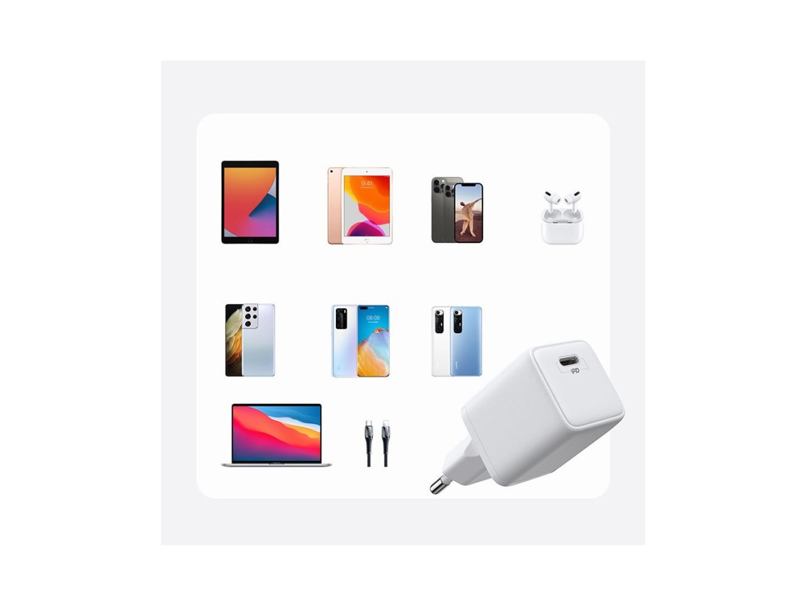 Cargador de pared rápido Joyroom USB Tipo C 25W 3A Enchufe europeo blanco (L-P251)
