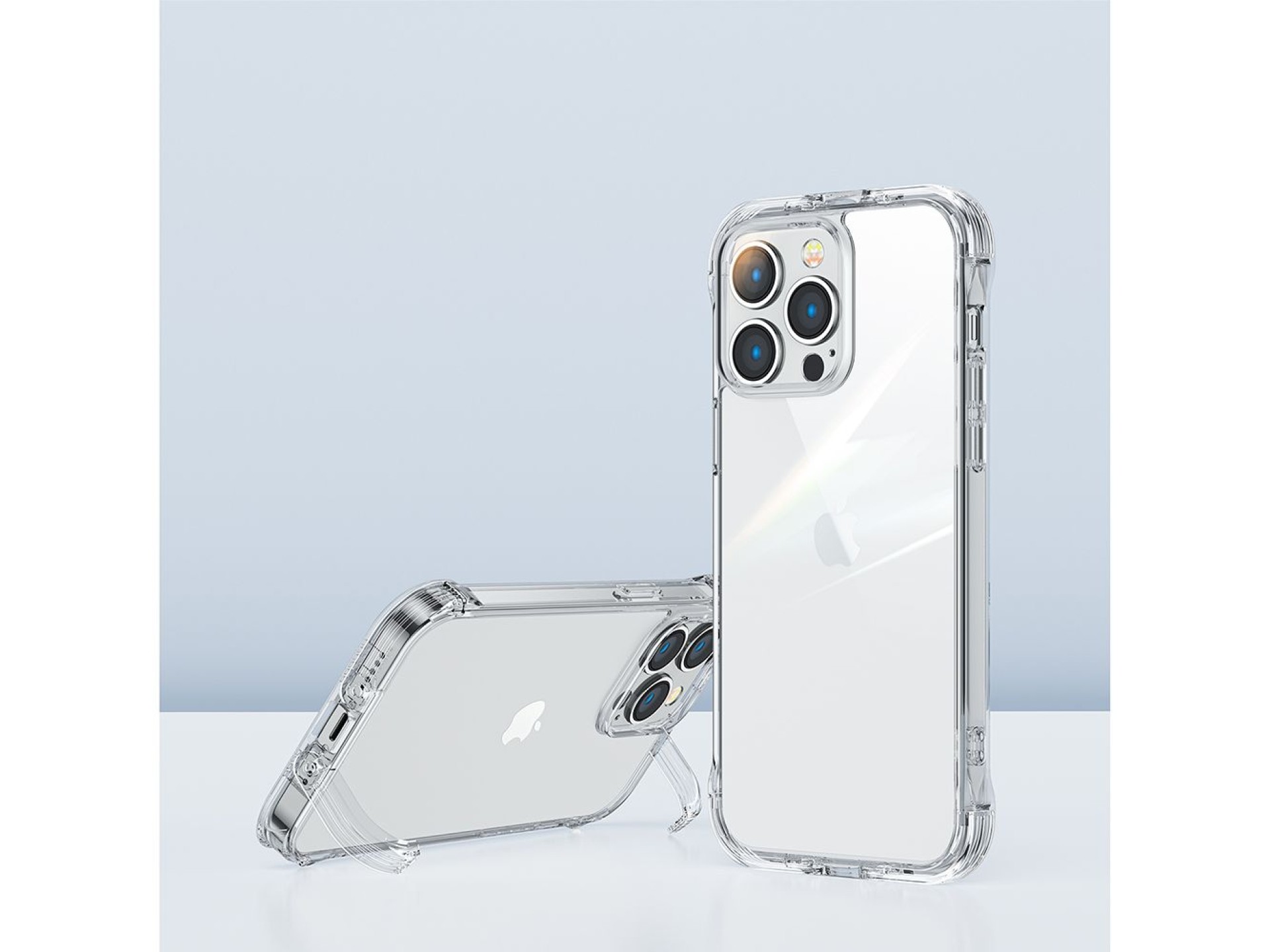 Capa protetora Joyroom Defender Series para iPhone 14, com suporte e gancho, transparente (JR-14H1)