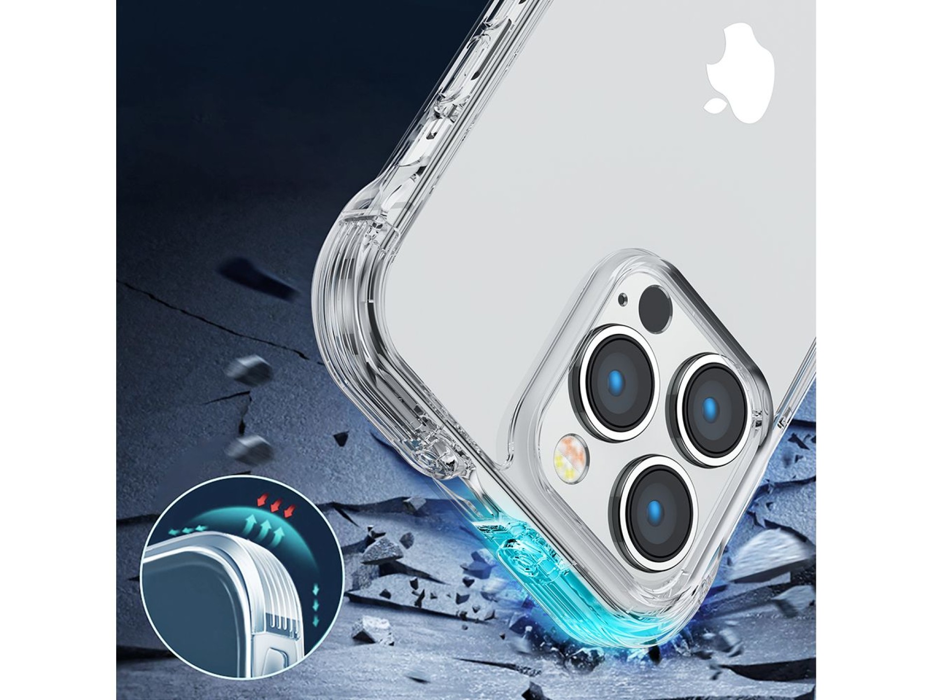 Capa protetora Joyroom Defender Series para iPhone 14, com suporte e gancho, transparente (JR-14H1)
