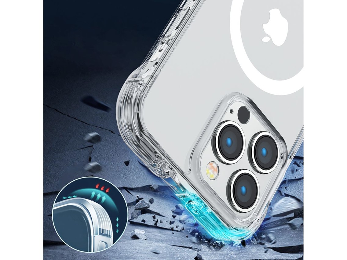 Joyroom Magnetic Defender Magnetic Case for iPhone 14 Plus Armored Case with Hooks Stand Clear (MagS