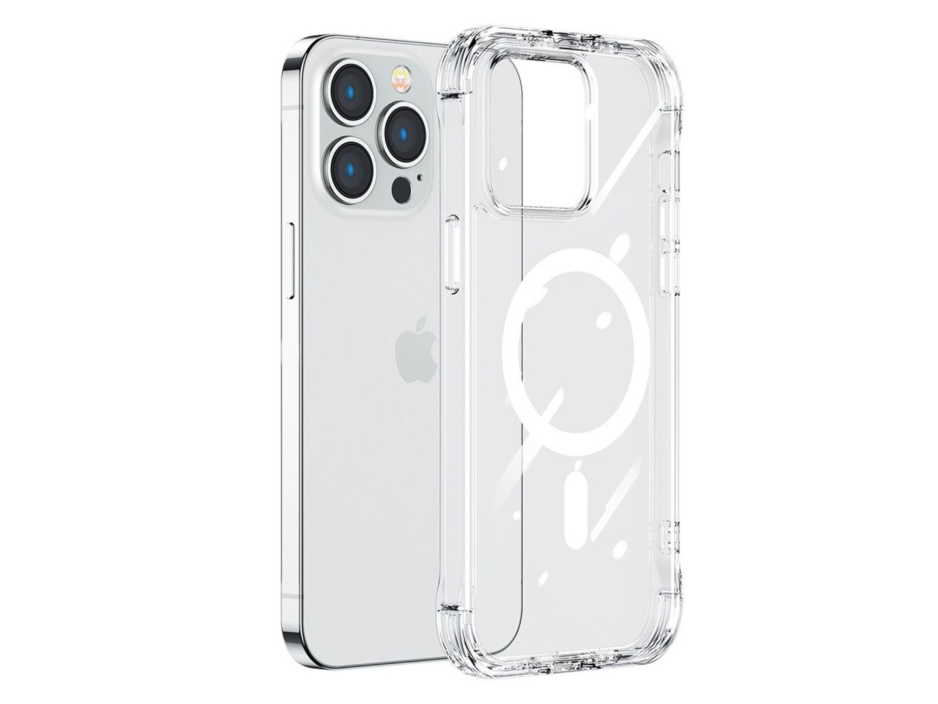 Joyroom Magnetic Defender Magnetic Case for iPhone 14 Plus Armored Case with Hooks Stand Clear (MagS
