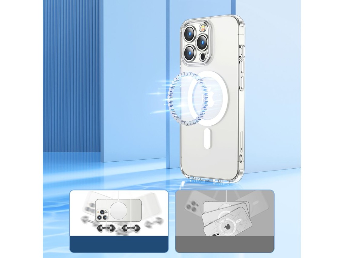 Joyroom 14D Magnetic Case Magnetic Case for iPhone 14 Plus Compatible with MagSafe transparent (JR-1