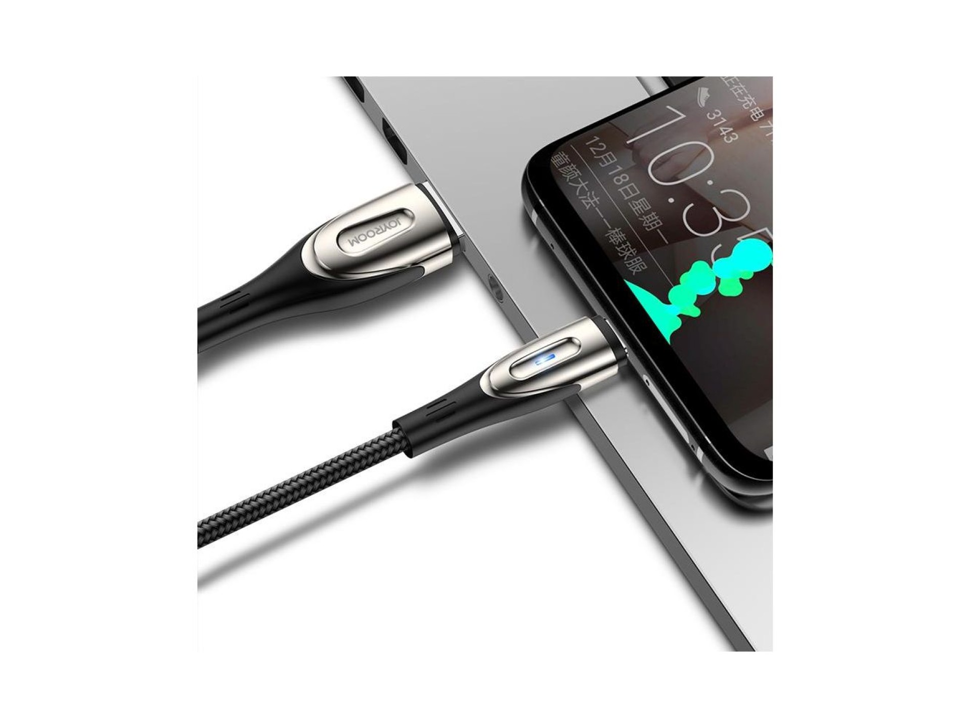 Joyroom Sharp Series S-M411 USB-A / Lightning 3A Cable 1.2m with Charging Indicator - Black