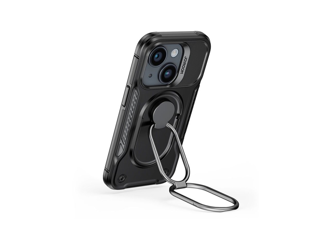 Joyroom Dual Hinge case for iPhone 14 Plus armored case with a stand and a ring holder black