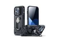 Capa Joyroom Dual Hinge para iPhone 14 Pro, capa reforçada com suporte e anel de fixação, preta. Capa Joyroom Dual Hinge para iPhone 14 Pro, capa reforçada com suporte e anel de fixação, preta.