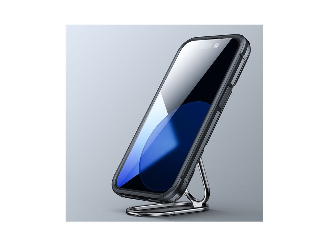 Capa Joyroom Dual Hinge para iPhone 14, capa reforçada com suporte e anel de fixação, preta.