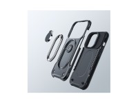 Capa Joyroom Dual Hinge para iPhone 14, capa reforçada com suporte e anel de fixação, preta. Capa Joyroom Dual Hinge para iPhone 14, capa reforçada com suporte e anel de fixação, preta.