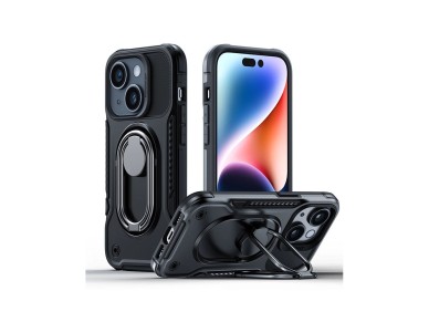 Joyroom Dual Hinge case for iPhone 14 armored case with a stand and a ring holder black Joyroom Dual Hinge case for iPhone 14 armored case with a stand and a ring holder black