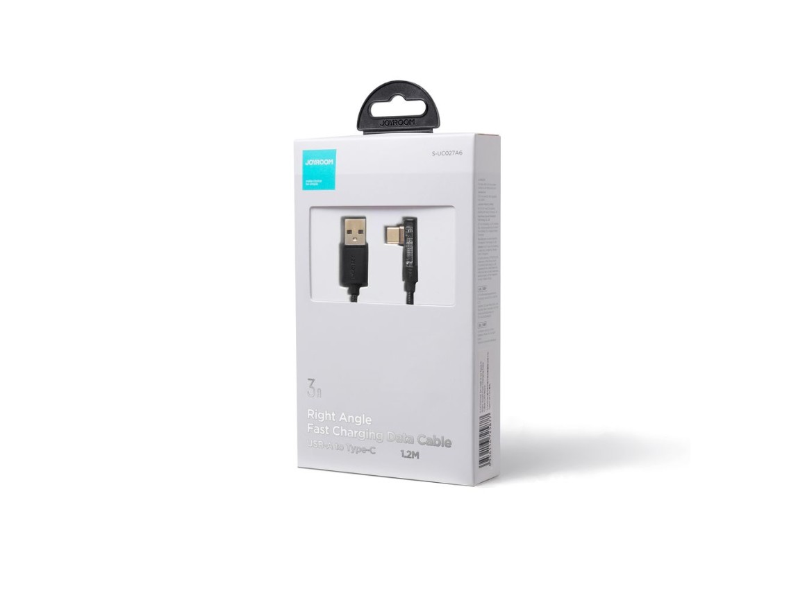 Cabo para jogos Joyroom S-UC027A6 USB-C (angulado) / USB-A (reto) 3A 1,2 m - preto