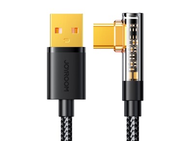 Cabo para jogos Joyroom S-UC027A6 USB-C (angulado) / USB-A (reto) 3A 1,2 m - preto