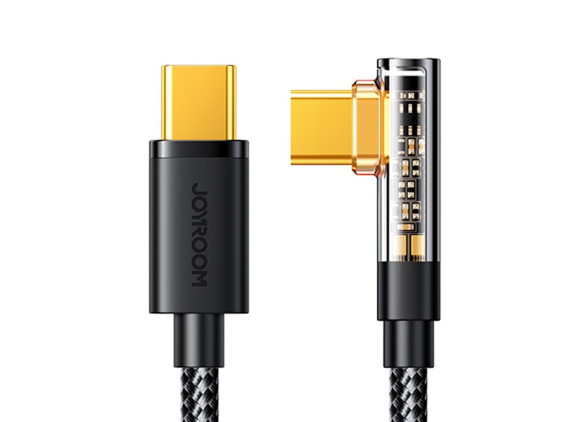 Cable para juegos Joyroom S-CC100A6 USB-C (en ángulo) / USB-C (recto) 100W 1.2m - negro