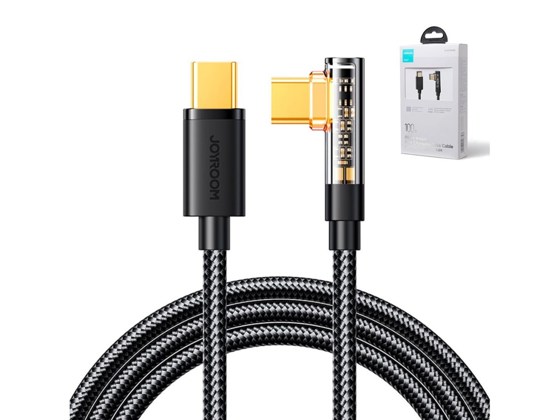 Cable para juegos Joyroom S-CC100A6 USB-C (en ángulo) / USB-C (recto) 100W 1.2m - negro