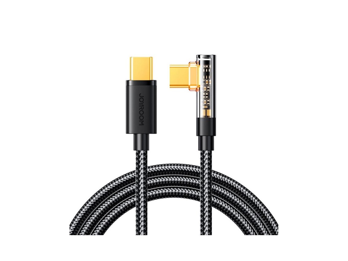 Cable para juegos Joyroom S-CC100A6 USB-C (en ángulo) / USB-C (recto) 100W 1.2m - negro
