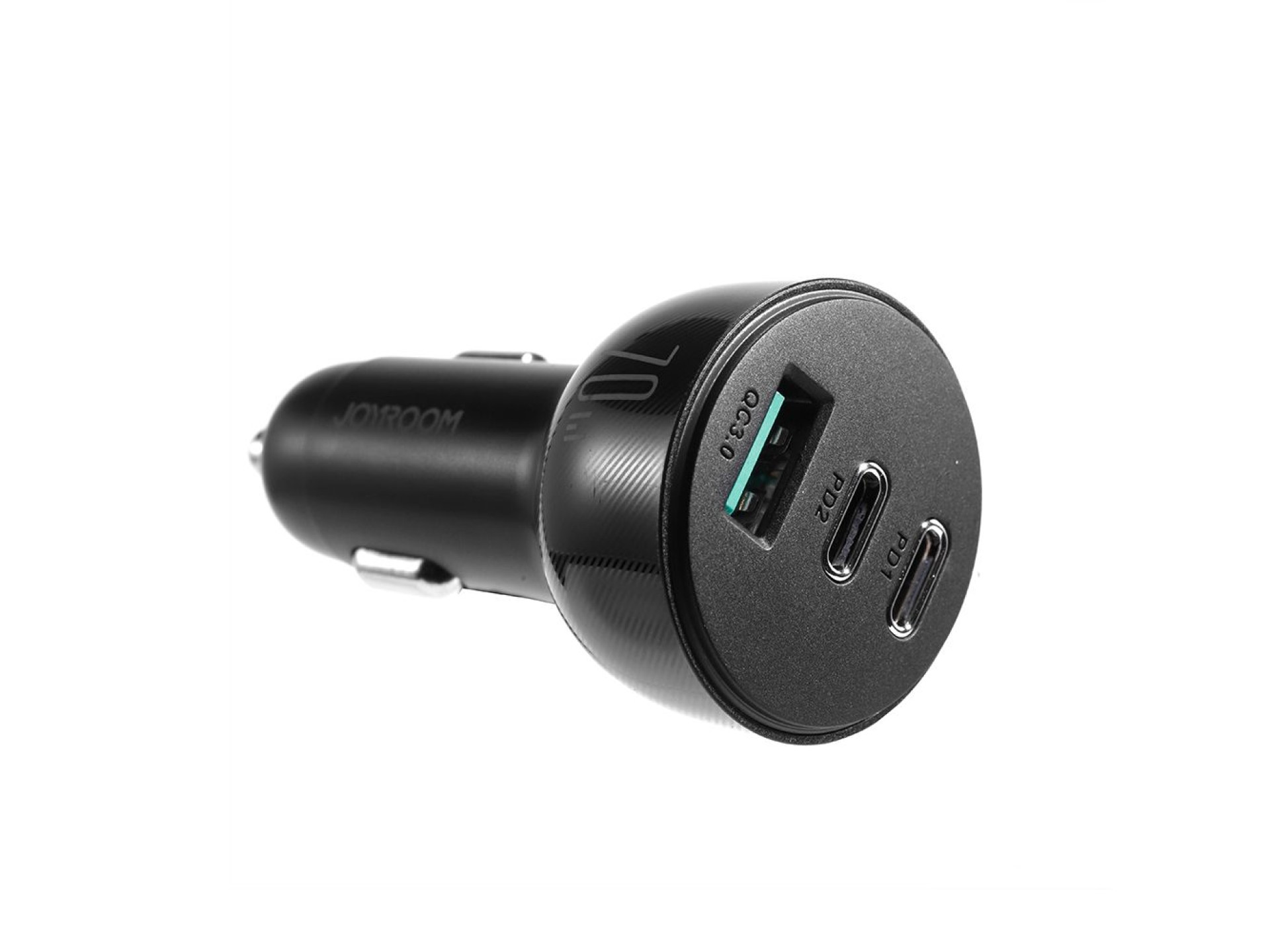 Cargador de coche Joyroom de 70 W con 3 puertos: USB, 2 x USB C negro (JR-CL26)