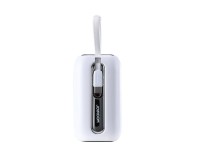 Mini powerbank Joyroom 10000mAh Série Colorida 22.5W com 2 cabos USB C e Lightning integrados, branc Mini powerbank Joyroom 10000mAh Série Colorida 22.5W com 2 cabos USB C e Lightning integrados, branc