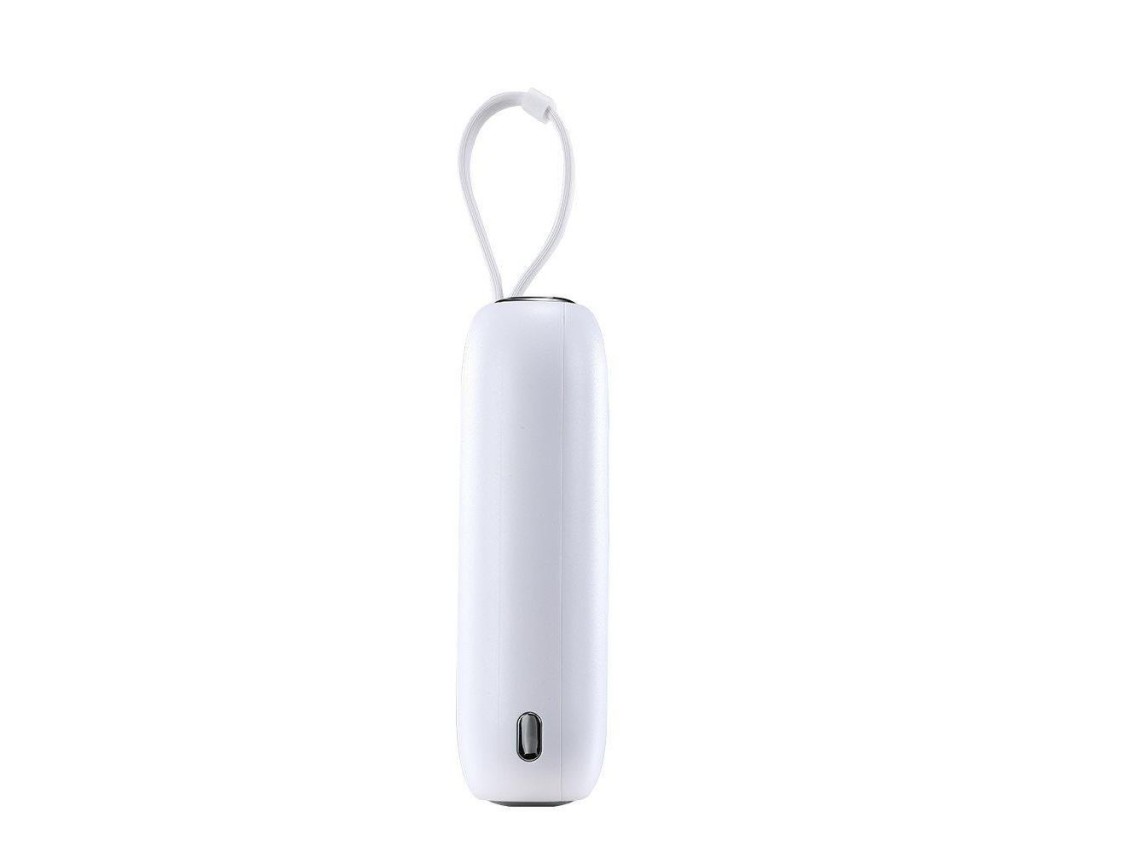 Mini powerbank Joyroom 10000mAh Série Colorida 22.5W com 2 cabos USB C e Lightning integrados, branc
