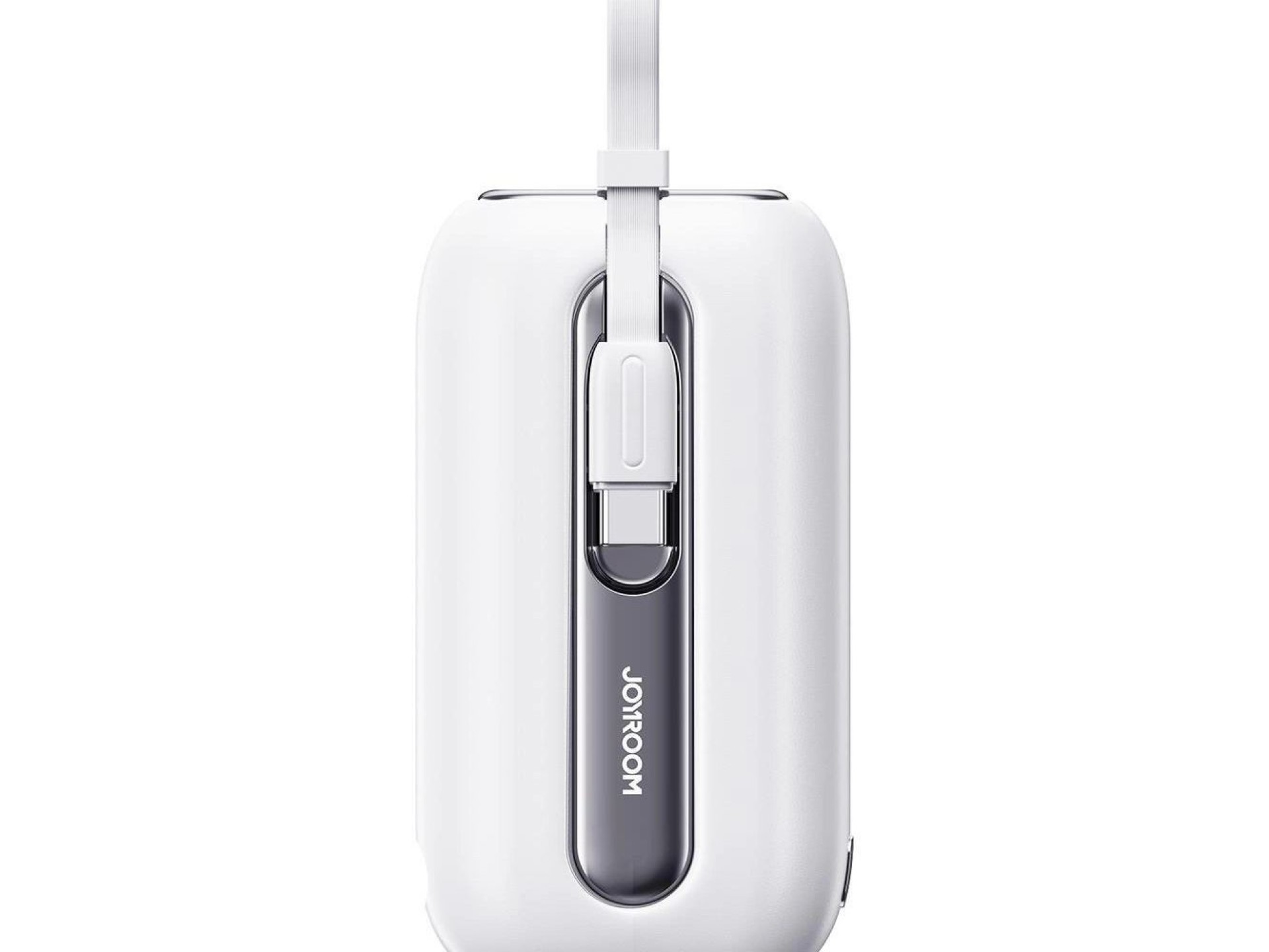 Mini powerbank Joyroom 10000mAh Série Colorida 22.5W com 2 cabos USB C e Lightning integrados, branc