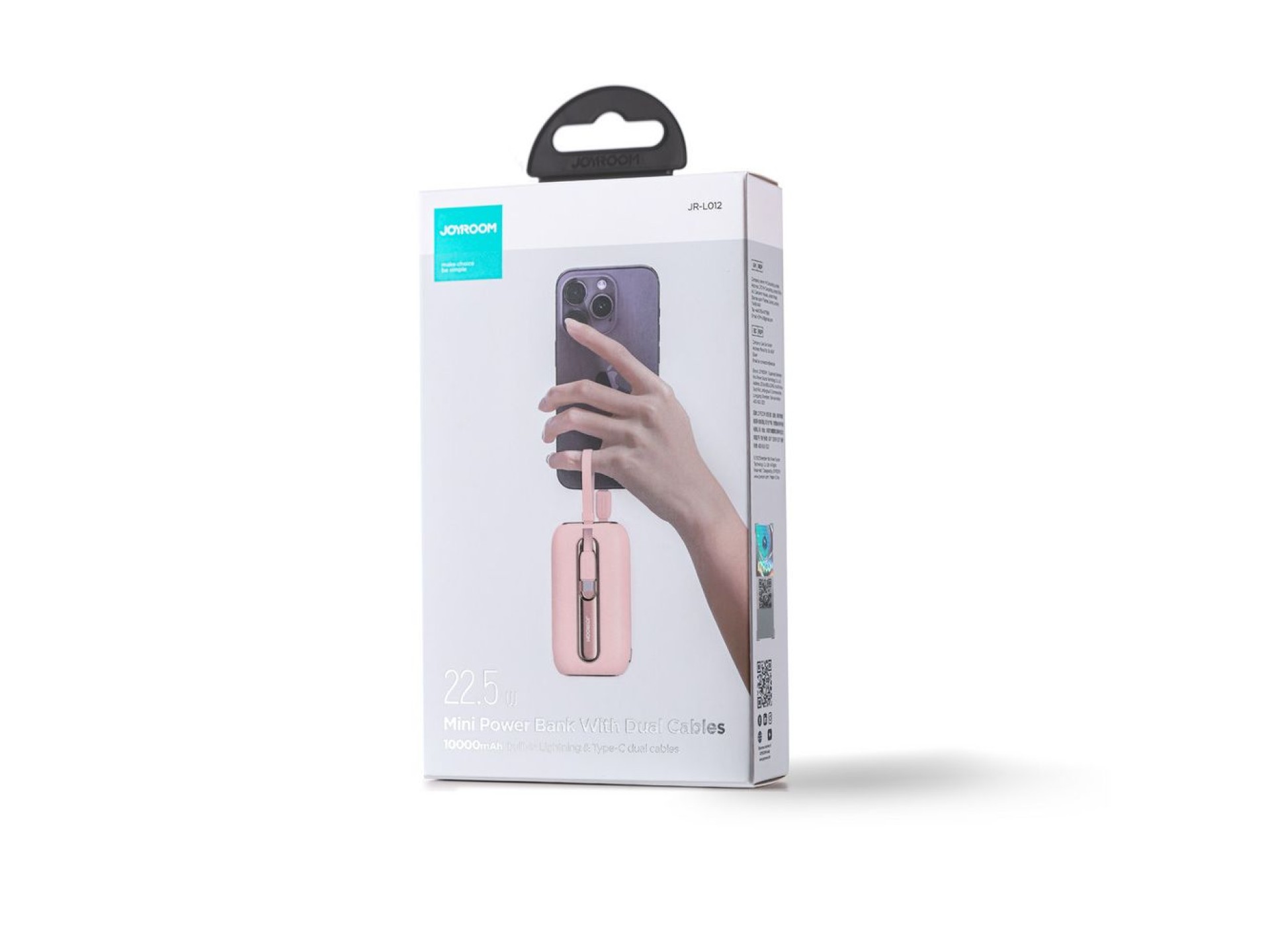 Joyroom mini powerbank 10000mAh Colorful Series 22.5W with 2 built-in USB C and Lightning cables pin