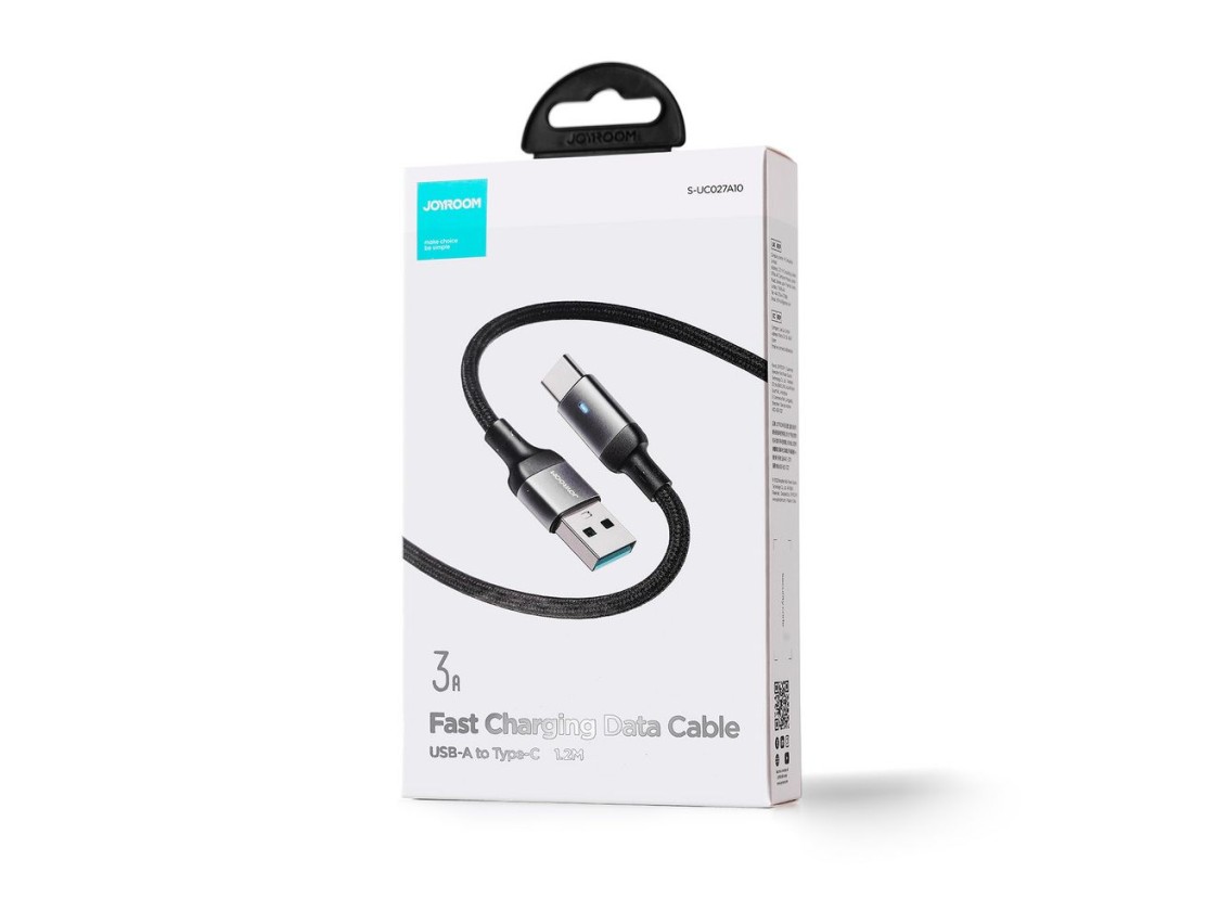 Cabo USB-A/USB-C Joyroom Extraordinary Series A10 3A de 1,2 m - Preto