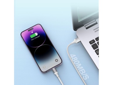 Cabo USB-A/Lightning 2.4A Joyroom Extraordinary Series A10 de 1,2 m - branco Cabo USB-A/Lightning 2.4A Joyroom Extraordinary Series A10 de 1,2 m - branco