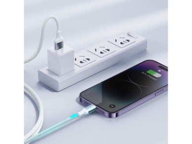 Cabo USB-A/Lightning 2.4A Joyroom Extraordinary Series A10 de 1,2 m - branco Cabo USB-A/Lightning 2.4A Joyroom Extraordinary Series A10 de 1,2 m - branco