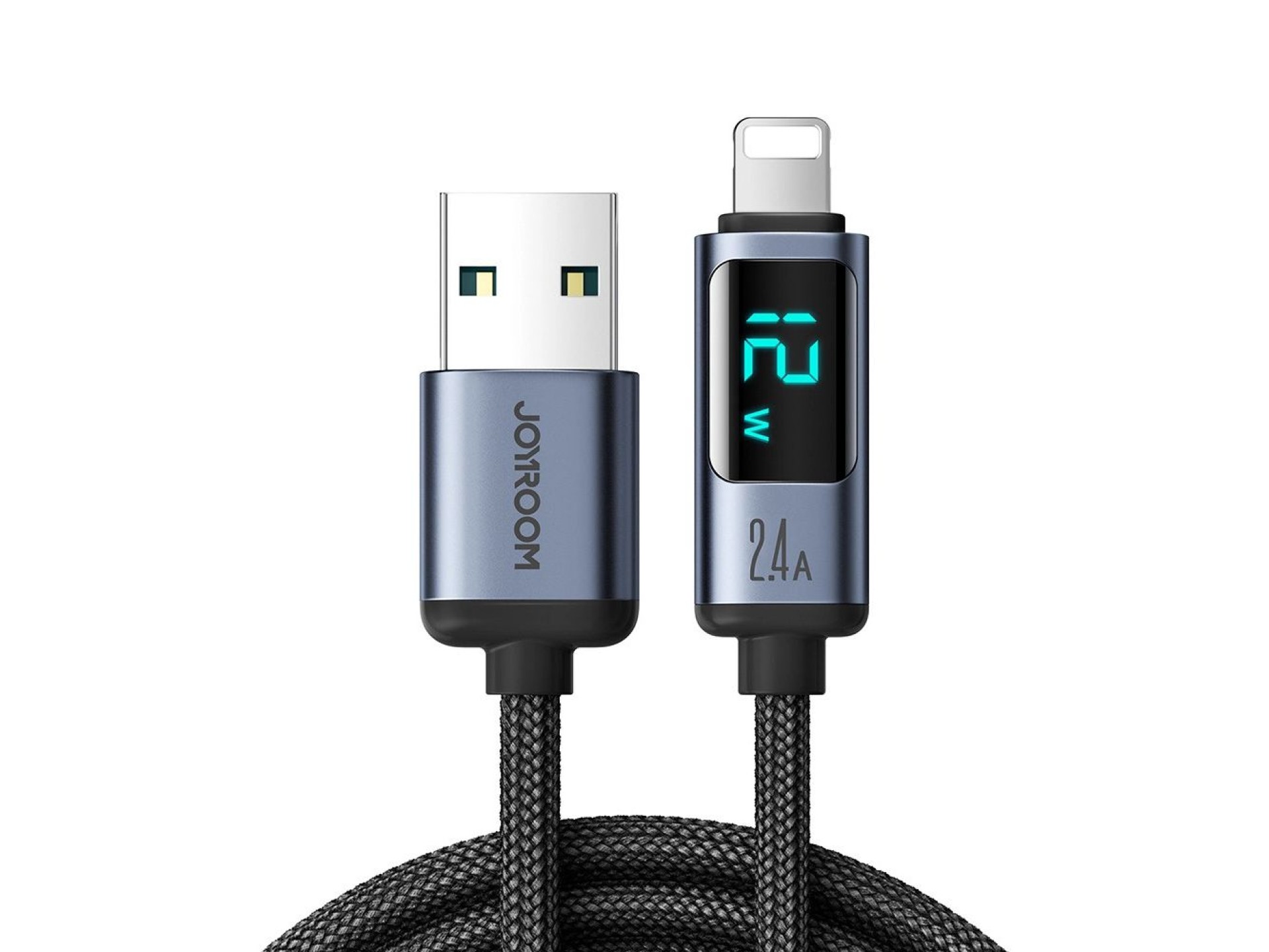 Joyroom Prism Series A16 Lightning / USB-A Cable 2.4A 1.2m with LED Display - Black
