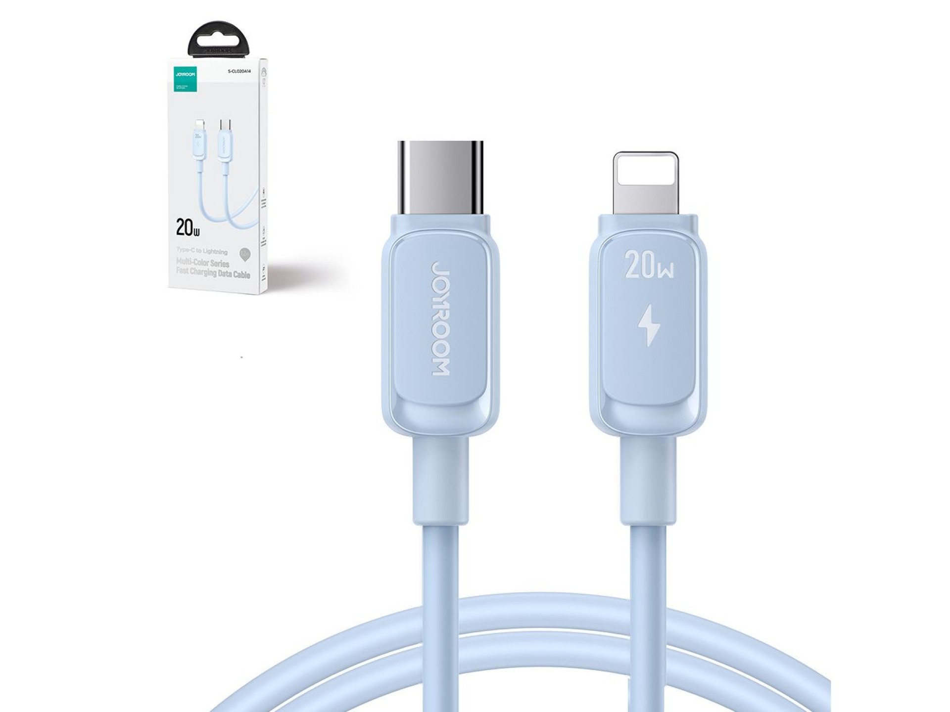 Cabo USB-C/Lightning de 20 W da série A14 da Joyroom Multi-Color, 1,2 m - Azul