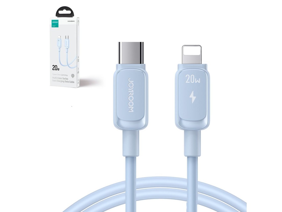Cabo USB-C/Lightning de 20 W da série A14 da Joyroom Multi-Color, 1,2 m - Azul