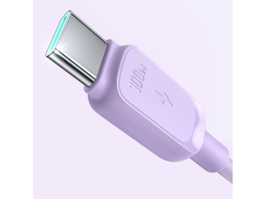 Cable USB-C/USB-C de 100 W de la serie A14 multicolor de Joyroom, 1,2 m - Morado