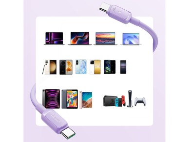 Cable USB-C/USB-C de 100 W de la serie A14 multicolor de Joyroom, 1,2 m - Morado