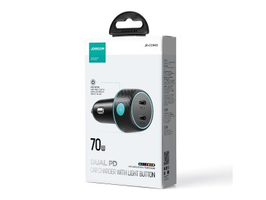 Cargador de coche 2x USB C de 70W con retroiluminaci�n LED Joyroom JR-CCN02 - negro