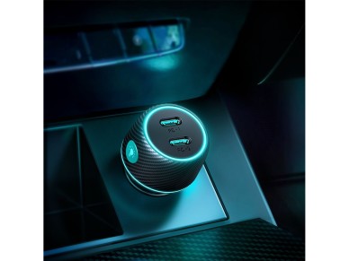 Cargador de coche 2x USB C de 70W con retroiluminaci�n LED Joyroom JR-CCN02 - negro